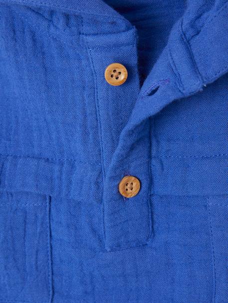 Ensemble bébé chemise en gaze de coton et pantalon bleu roi - vertbaudet enfant 