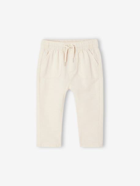 Lightweight Trousers in Linen & Cotton, for Babies pearly grey - vertbaudet enfant 