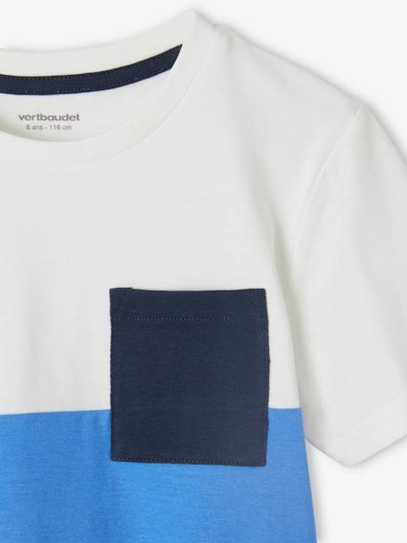 T-shirt coloblock garçon manches courtes ardoise+bleu azur+kaki+orange - vertbaudet enfant 