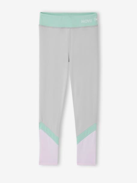 Sports Leggings in Techno Fabric, with Stripes, for Girls marl grey - vertbaudet enfant 