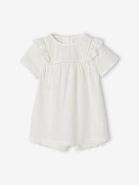 Short Pyjamas in Cotton Voile with Plumetis & Broderie Anglaise for Girls  - vertbaudet enfant