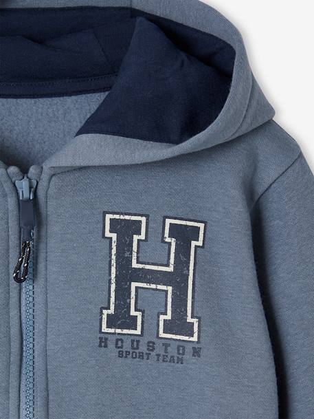 Zipped Sports Jacket with Hood for Boys grey blue+marl grey+navy blue+red - vertbaudet enfant 