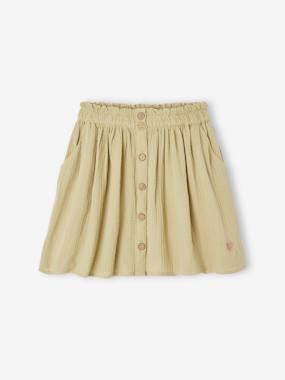 Girls-Coloured Skirt in Cotton Gauze, for Girls