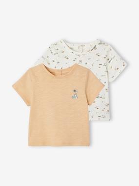 Lot de 2 T-shirts naissance manches courtes en coton biologique  - vertbaudet enfant