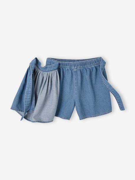 Jupe-short en denim léger fille stone - vertbaudet enfant 