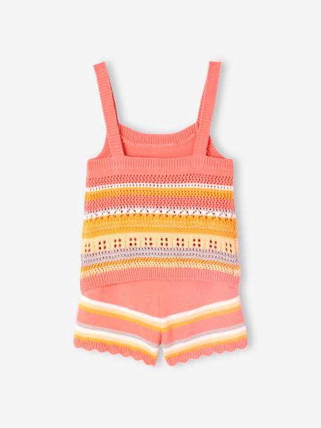 Top + Shorts Combo in Fancy Knit for Girls peach - vertbaudet enfant 