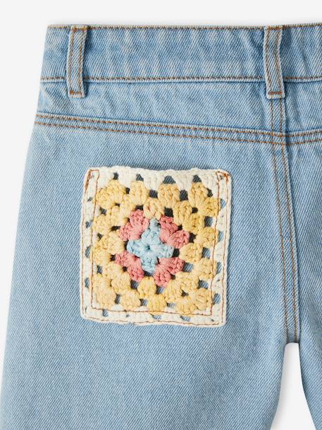 Denim Bermuda Shorts, Crocheted Pocket on the Back, for Girls bleached denim - vertbaudet enfant 