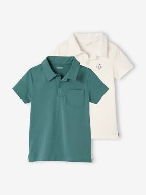 Set of 2 Plain, Short Sleeve Polo Shirts, for Boys  - vertbaudet enfant