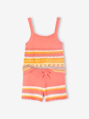 Top + Shorts Combo in Fancy Knit for Girls  - vertbaudet enfant