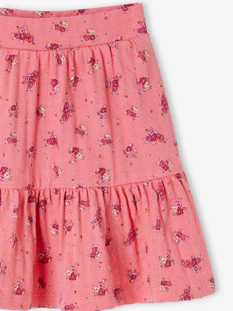 Jupe short motifs fleurs fille écru+rose bonbon - vertbaudet enfant 