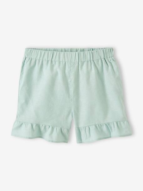 Shorts with Ruffles for Girls aqua green - vertbaudet enfant 