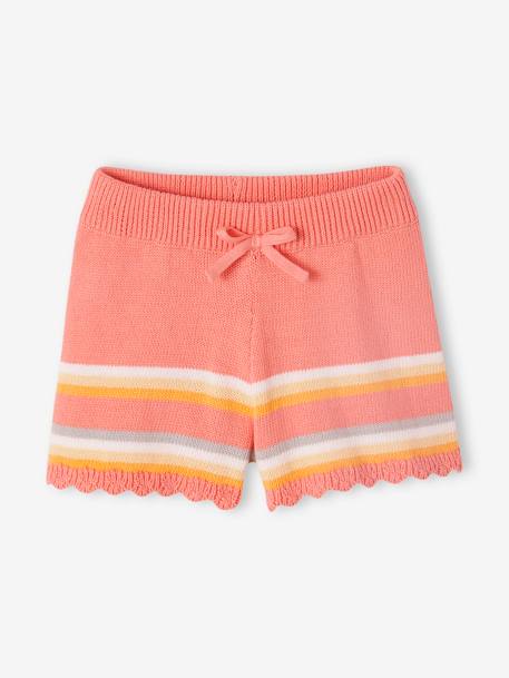 Top + Shorts Combo in Fancy Knit for Girls peach - vertbaudet enfant 