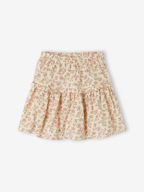 Girls-Skirts-Floral Cotton Gauze Skirt, for Girls