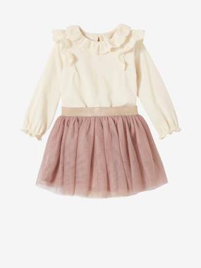 Baby-Outfits-Top with Broderie Anglaise Collar & Tulle Skirt for Baby Girls