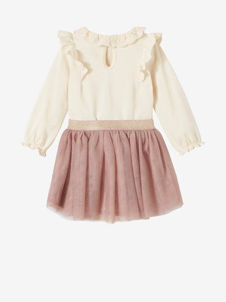 Top with Broderie Anglaise Collar & Tulle Skirt for Baby Girls ecru - vertbaudet enfant 
