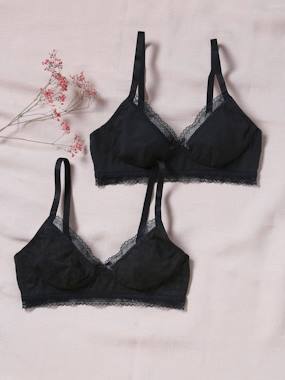 Maternity-Pack of 2 Bras in Organic Cotton & Lace, for Maternity