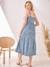 Strappy Dress in Printed Cotton Gauze, Maternity & Nursing Special petrol blue - vertbaudet enfant 