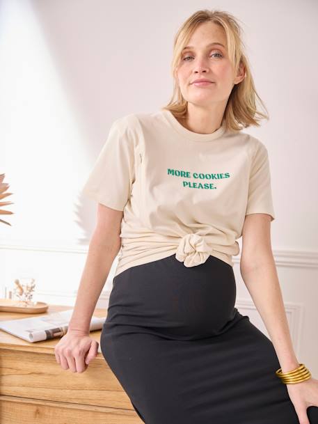 T-Shirt with Message, in Organic Cotton, Maternity & Nursing Special ecru - vertbaudet enfant 
