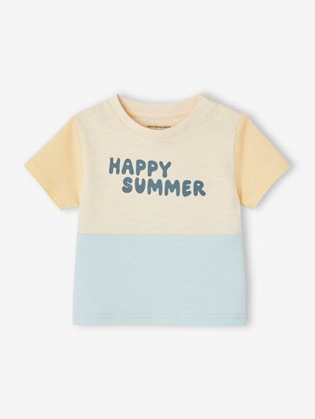 Colourblock 'Happy Summer' T-Shirt for Babies sky blue - vertbaudet enfant 