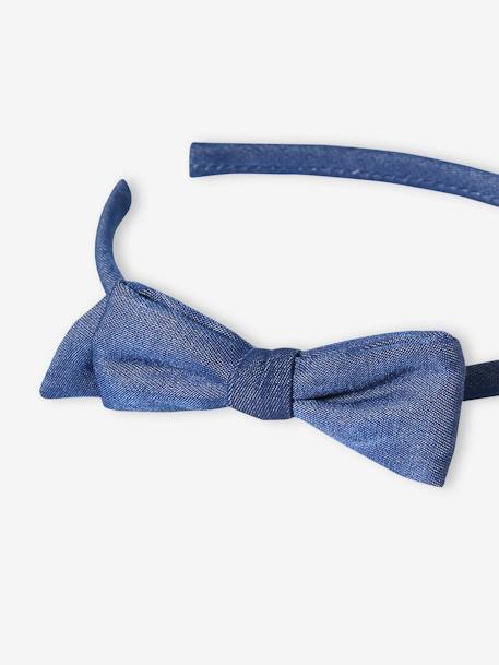 Serre-tête avec noeud en tissu bleu imprimé - vertbaudet enfant 
