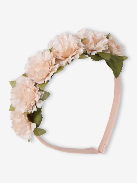 Serre-tête recouvert de fleurs pêche - vertbaudet enfant 