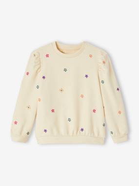 Sweatshirt with Embroidered Flowers for Girls  - vertbaudet enfant