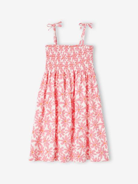 Smocked Dress with Straps for Girls rose+tangerine - vertbaudet enfant 