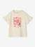 Tee-shirt fantaisie fleurs en cochet fille manches à volants écru - vertbaudet enfant 