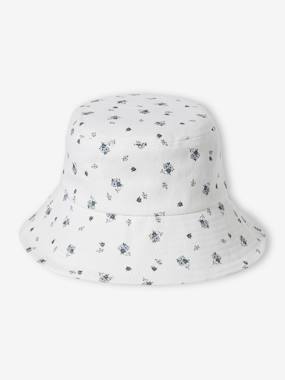 -Floral Capeline-Style Bucket Hat for Girls