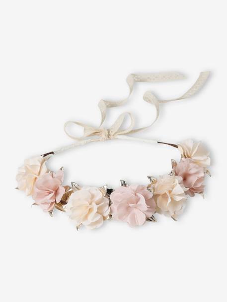 Nude & Golden Floral Crown Wreath for Girls ecru - vertbaudet enfant 