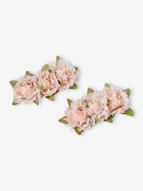 Girls-Accessories-Hair Accessories-Set of 2 Hair Clips with Fabric Flowers
