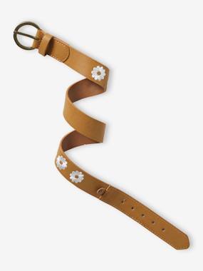 Leather-Effect Belt with Embroidered Flowers for Girls  - vertbaudet enfant