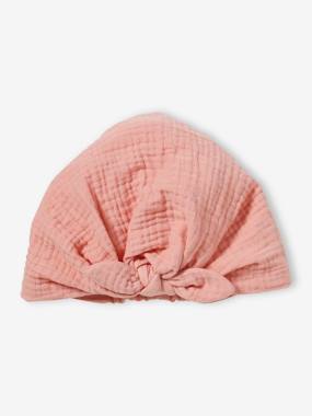 -Plain Scarf Hat with Bow, for Baby Girls