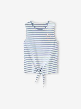Girls-Tops-Printed Sleeveless Top with Bow for Girls