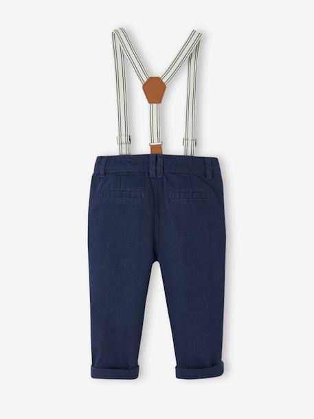 Trousers with Removable Braces for Babies navy blue - vertbaudet enfant 