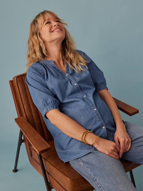 Short Sleeve Blouse for Pregnancy in Lightweight Denim by ENVIE DE FRAISE double stone - vertbaudet enfant 