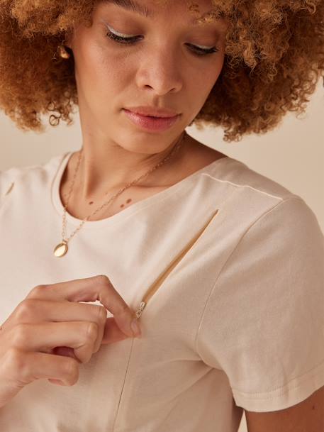 Dual Fabric T-Shirt for Maternity by ENVIE DE FRAISE sandy beige - vertbaudet enfant 