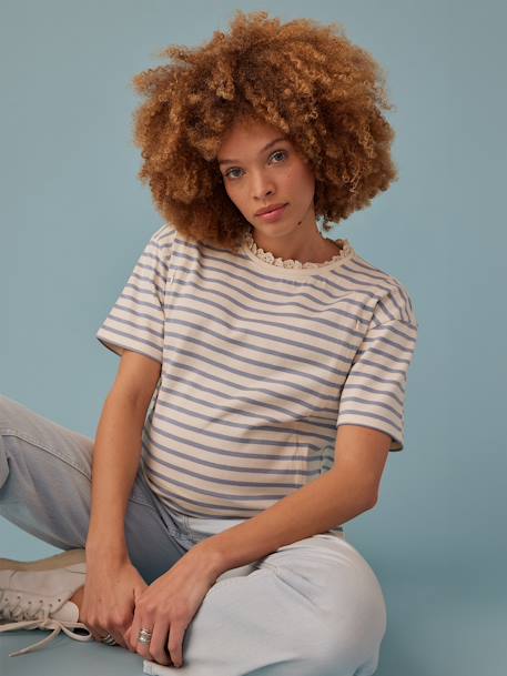 Sailor-Style T-Shirt for Maternity by ENVIE DE FRAISE sky blue - vertbaudet enfant 