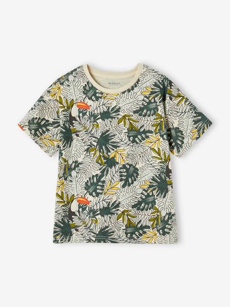 T-Shirt with Graphic Holiday Motifs for Boys printed green+printed white+slate blue - vertbaudet enfant 
