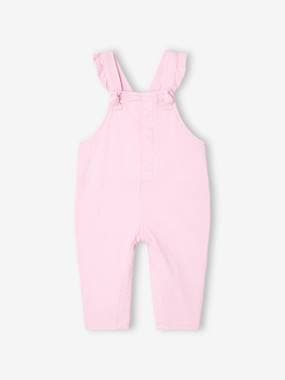 Baby-Dungarees & All-in-ones-Twill Dungarees with Ruffles, for Babies