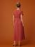 Robe longue grossesse effet cache-coeur en gaze de coton argile+beige+marine+terracotta - vertbaudet enfant 