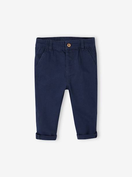 Trousers with Removable Braces for Babies navy blue - vertbaudet enfant 