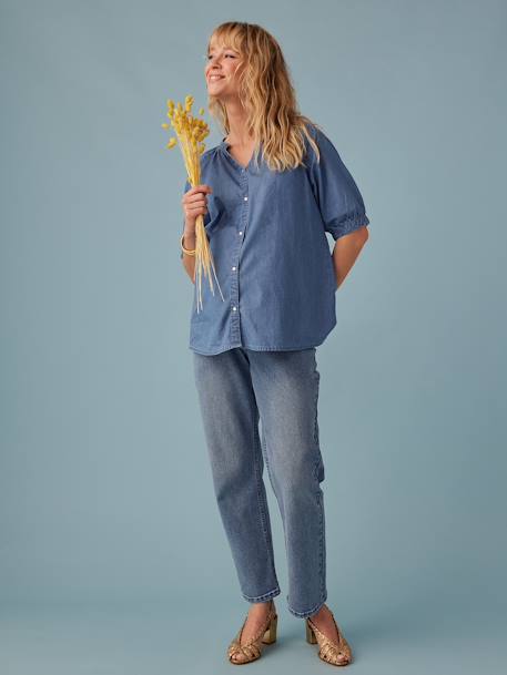 Short Sleeve Blouse for Pregnancy in Lightweight Denim by ENVIE DE FRAISE double stone - vertbaudet enfant 