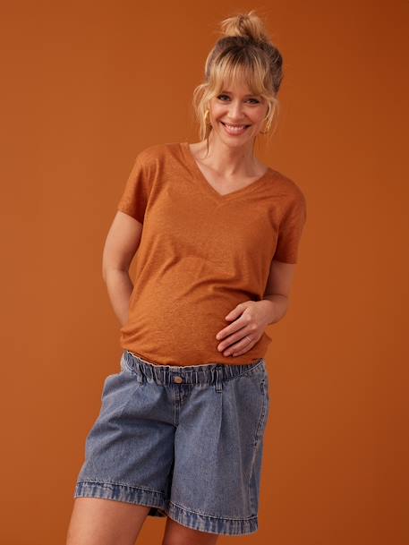 Paperbag-Effect Denim Jeans for Maternity, ENVIE DE FRAISE bleached denim+stone - vertbaudet enfant 