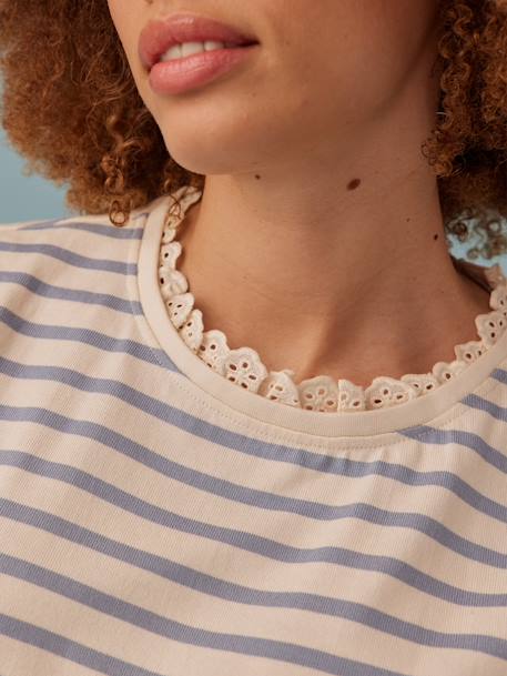 Tee-shirt grossesse style marinière bleu ciel - vertbaudet enfant 