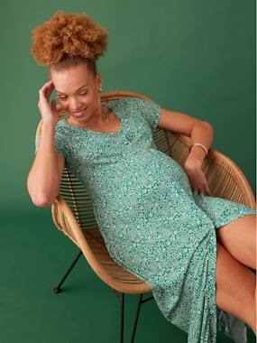 Robe longue grossesse fluide boutonnée - vertbaudet enfant Vêtements de grossesse-Allaitement-Robe longue grossesse fluide boutonnée