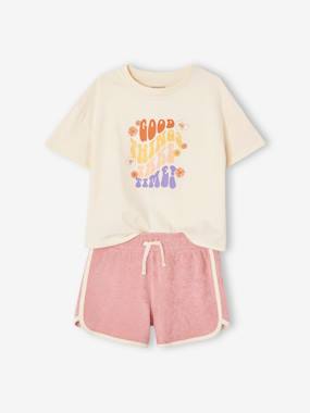 Girls-Outfits-T-Shirt & Shorts, "Flower Power" for Girls