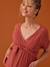 Robe longue grossesse effet cache-coeur en gaze de coton argile+beige+marine+terracotta - vertbaudet enfant 