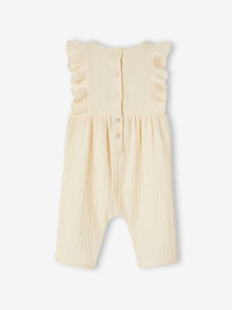 Cotton Gauze Jumpsuit for Babies ecru - vertbaudet enfant 