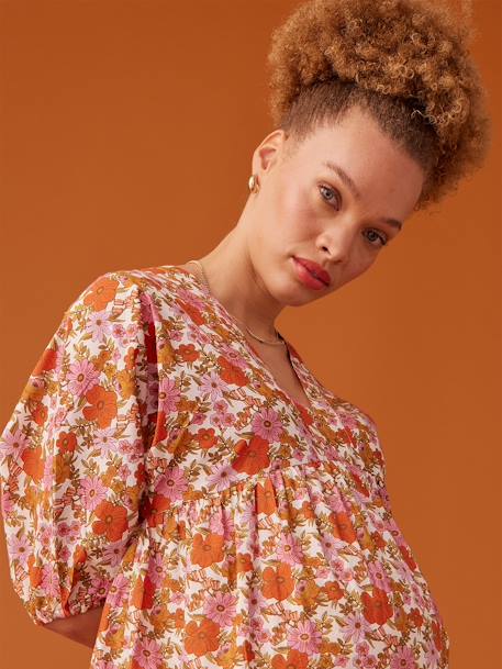 Robe longue grossesse esprit bohème écru+vert - vertbaudet enfant 